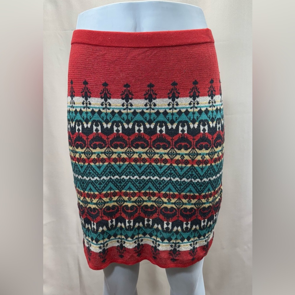 Peruvian Connection Geometric Patterned Knit Skirt - image 1